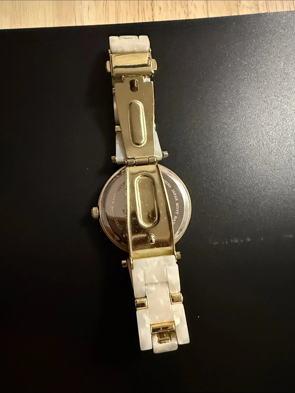 INC International Concepts Gold-Tone Bracelet Watch with Cream Links